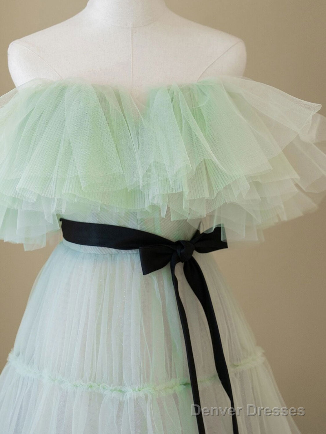 Green Aline Long Prom Dresses, Off Shoulder Formal Long Green Evening Graduation Dresses