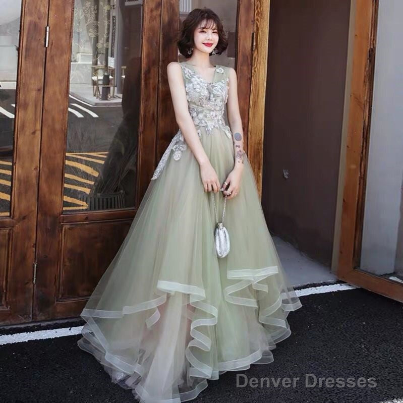 Green And Pink Tulle Long V-Neckline Long Evening Dress Party Dress, Sweet 16 Formal Dreses Secondary image