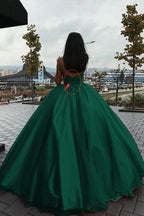 Green Ball Gown Organza Green Puffy Prom Dress