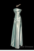 Green Bodycon Dress Strapless Satin Long Prom Dress Simple Evening Dress