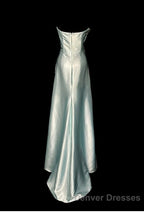 Green Bodycon Dress Strapless Satin Long Prom Dress Simple Evening Dress