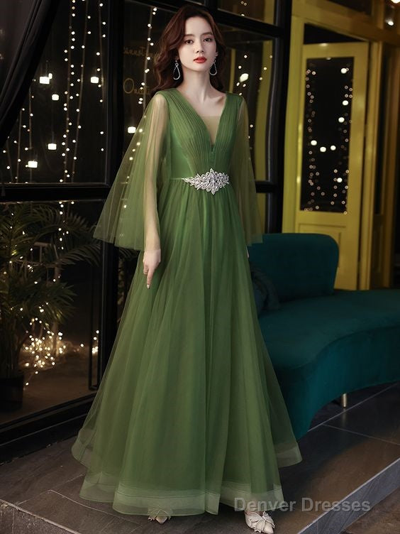 Green Evening Dress, New Style, Elegant Puffy Temperament Prom Dress,Custom Made Main image