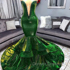 Green Gorgeous Ruffles Mermaid Prom Dress Chic Sweetheart Appliques Long Evening Dress