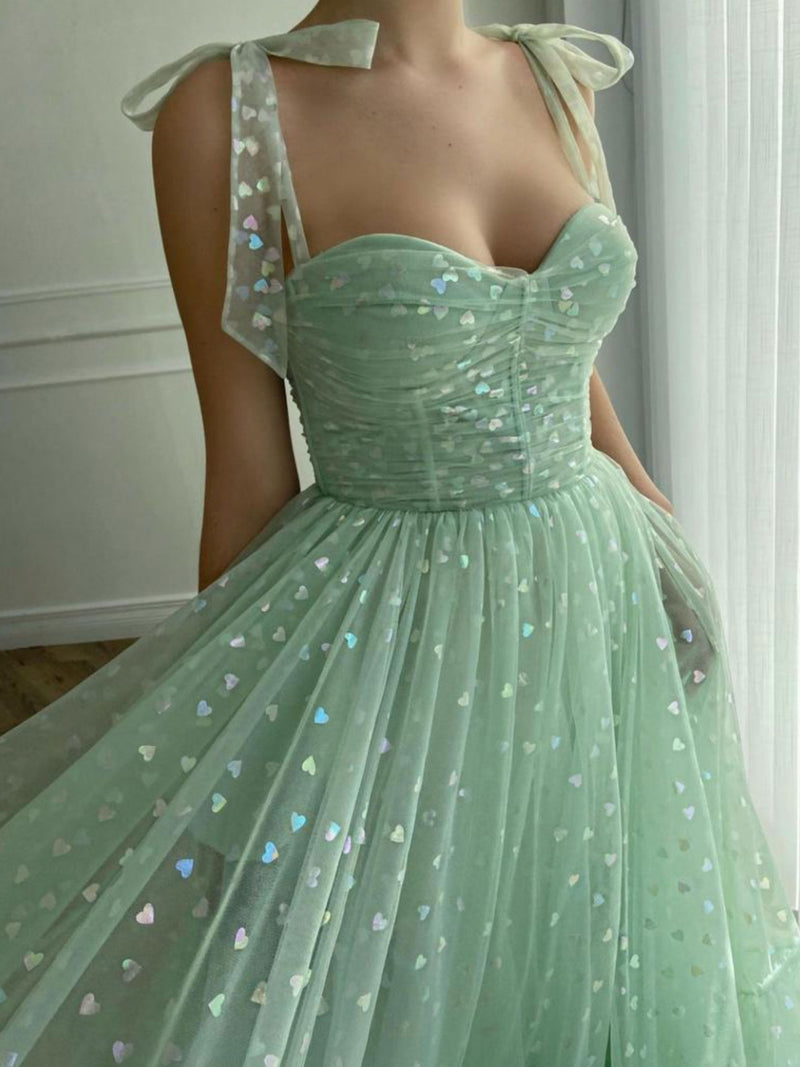 Green Shiny Sequins Midi Homecoming Dress Party Dress Prom Dress Secondary image