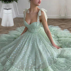 Green Shiny Sequins Midi Homecoming Dress Party Dress Prom Dress