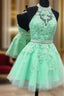 Green Lace Short Prom Dress, Green Homecoming Dress