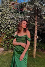 Green Fashion Satin Long Prom Dress Evening Dress Graduation Dress