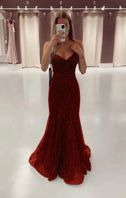 Green Long Mermaid Prom Dress Formal Evening Gowns