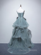 Green Long Prom Dress, Green Formal Graduation Dress With Lace