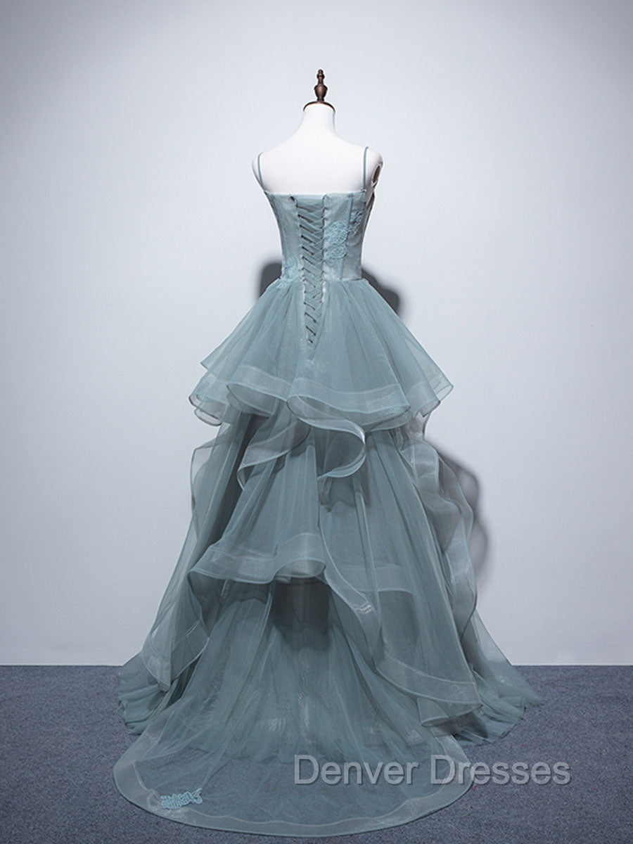 Green Long Prom Dress, Green Formal Graduation Dress With Lace