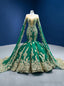Green Mermaid Gold Sequins Appliques Prom Dress