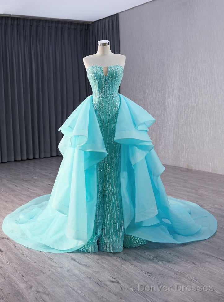 Green Mermaid Sequins Strapless Prom Dress Main image