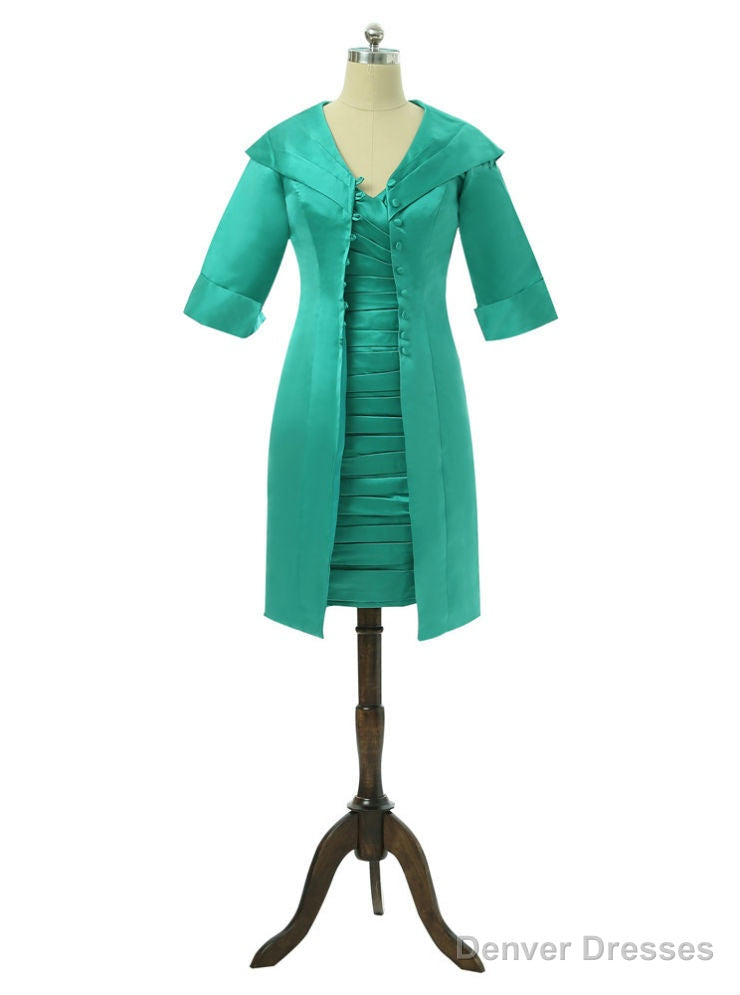 Green Mother Of The Bride Dresses Sheath Knee Length With Jacket Main image