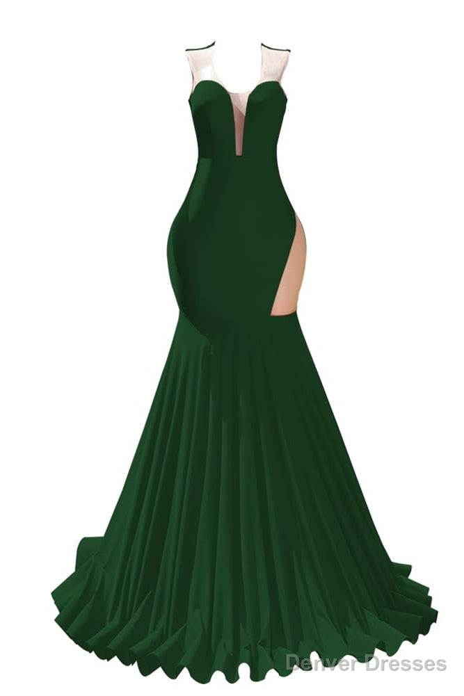 Green Prom Dresses Sexy Mermaid Women Evening Dress Sleeveless Open Back Main image