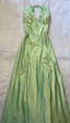 Green Satin A Line Long Prom Dress Formal Party Dress