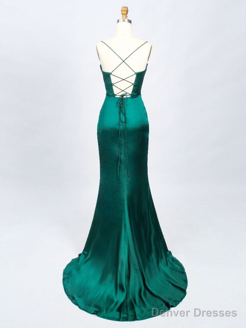 Green Satin Long Prom Dresses, Green Mermaid Long Formal Dresses Secondary image
