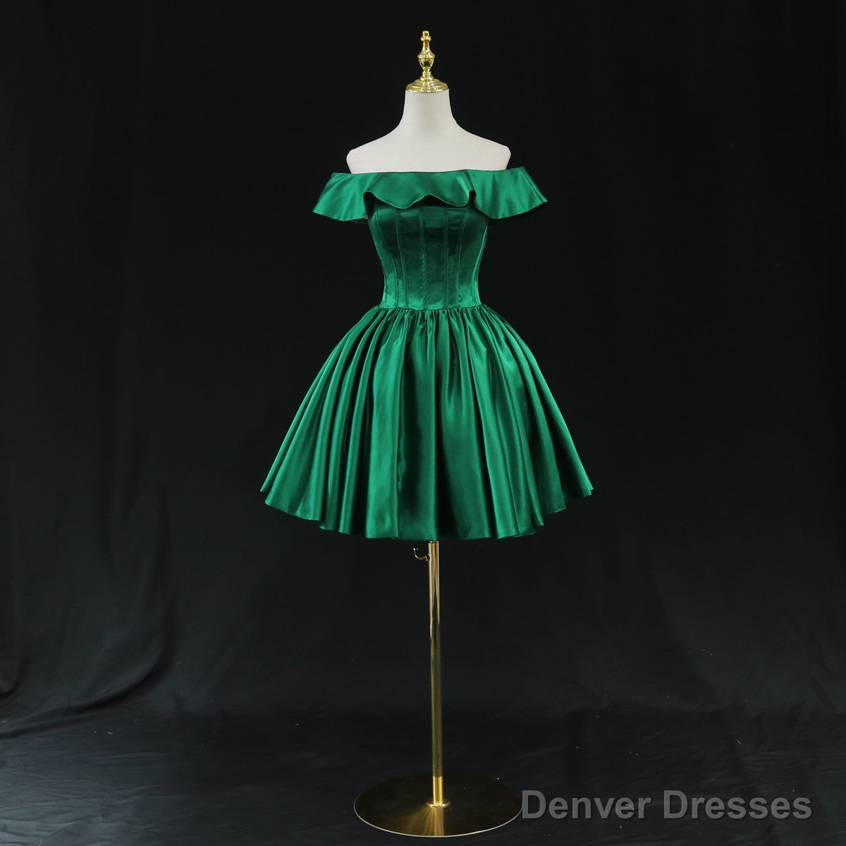Green Satin Short Homecoming Dress Prom Dress, Green Party Dress Formal Dresses Secondary image