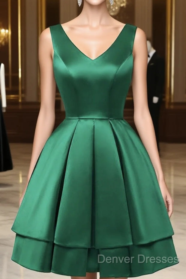 Green Satin Short Homecoming Dress Main image