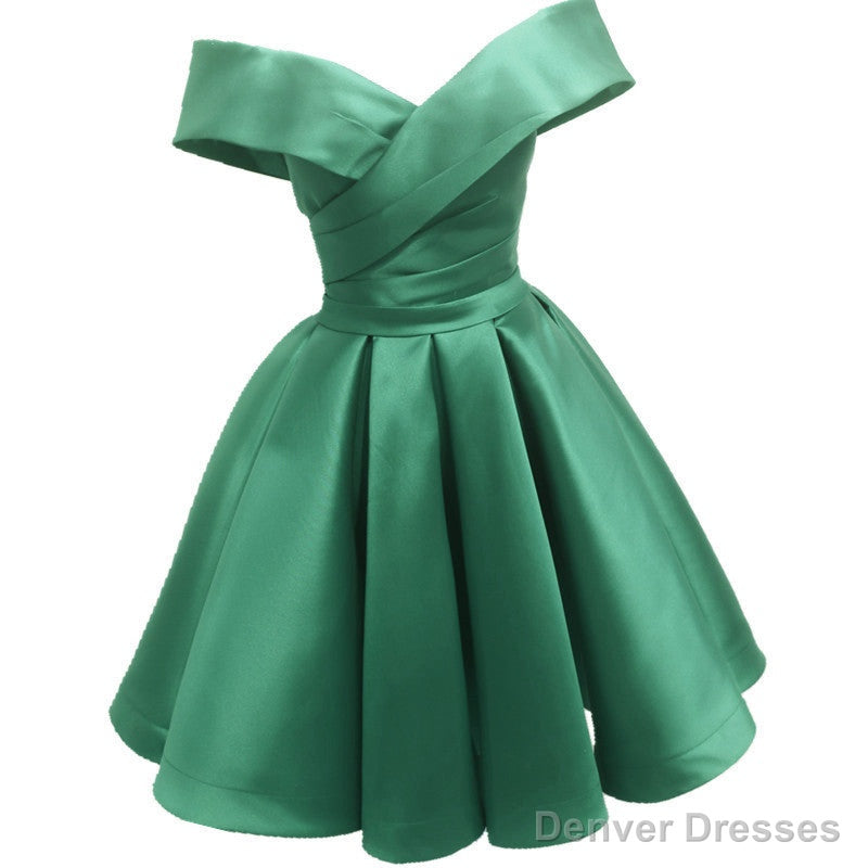 Green Satin Sweetheart Off Shoulder Satin Party Dress, Green Homecoming Dress Prom Dress Main image