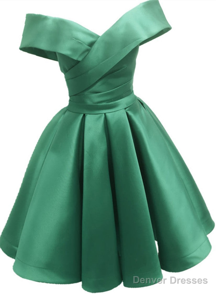 Green Satin Sweetheart Off Shoulder Satin Party Dress, Green Homecoming Dress Prom Dress Secondary image