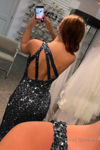 Green Sequin Long Prom Dress with Slit