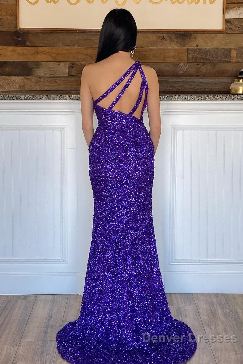 Green Sequin Long Prom Dress with Slit