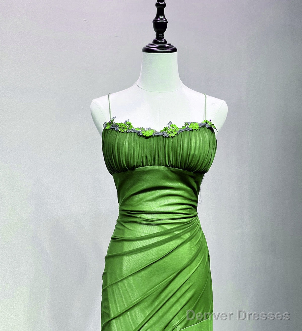 Green Spandex Straps Formal Dress, Green Evening Dress Prom Dress Main image