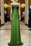 Green Straps Lace-Up Formal Dress Evening Dress, Green Spandex Prom Dress