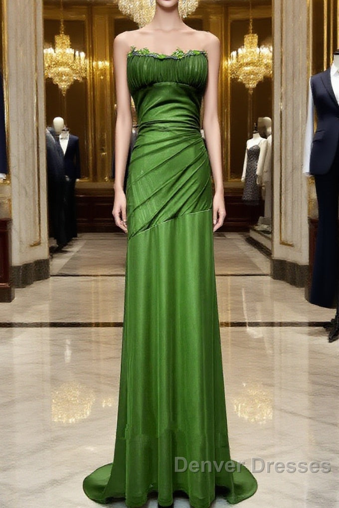 Green Straps Lace-Up Formal Dress Evening Dress, Green Spandex Prom Dress Main image