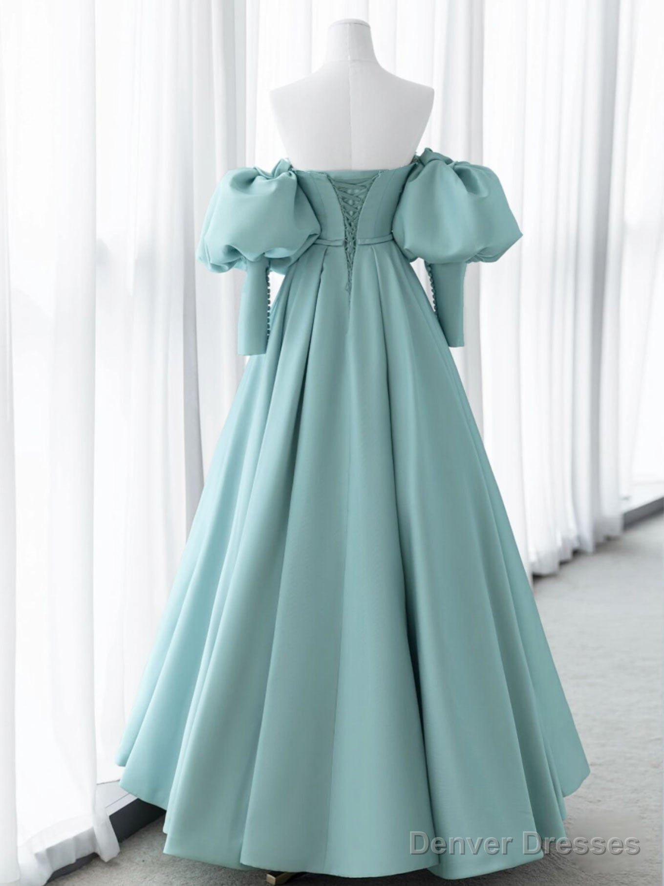 Green Sweetheart Neck Satin Long Prom Dress, Green Formal Evening Dresses Secondary image