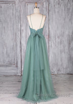 Green tulle lace long prom Dress green lace evening Dress