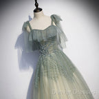 Green Tulle Long Prom Dress Evening Dress Evening Dress