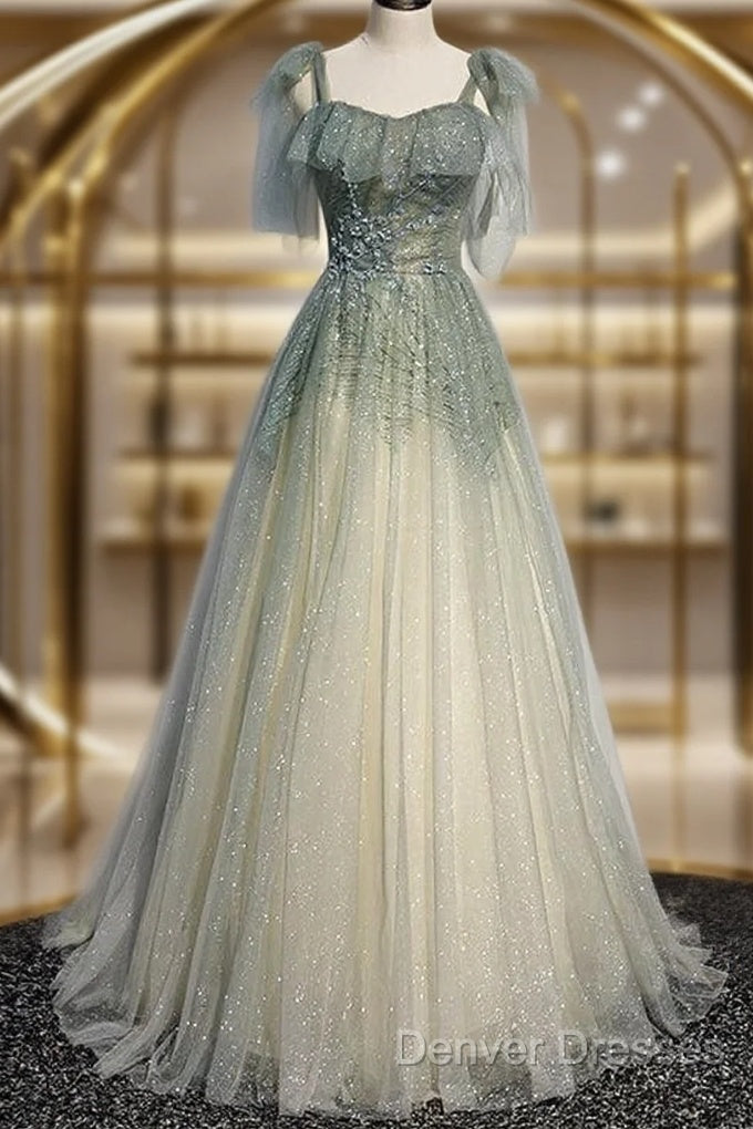 Green Tulle Long Prom Dress Evening Dress Evening Dress Main image