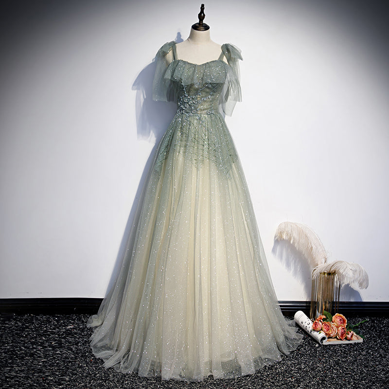 Green Tulle Long Prom Dress Evening Dress Evening Dress Main image