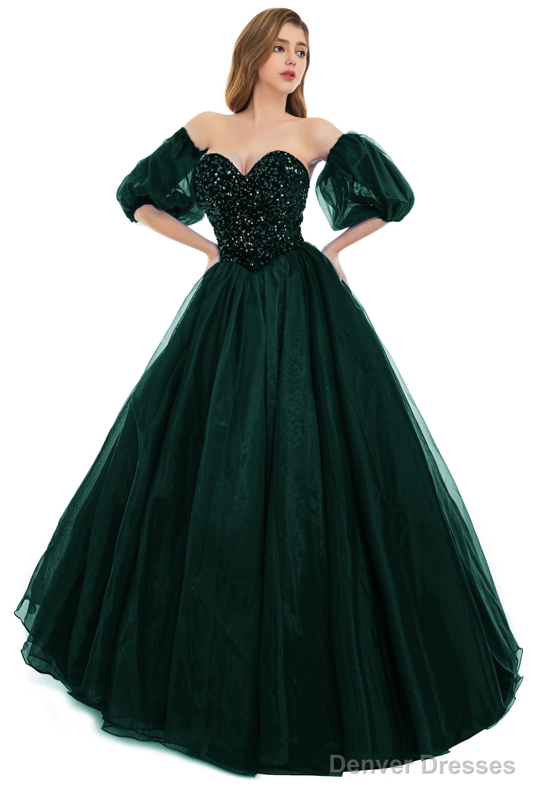 Green Tulle Sequins Sweetheart Prom Dresses Spaghetti Straps Evening Quinceanera Dresses Secondary image