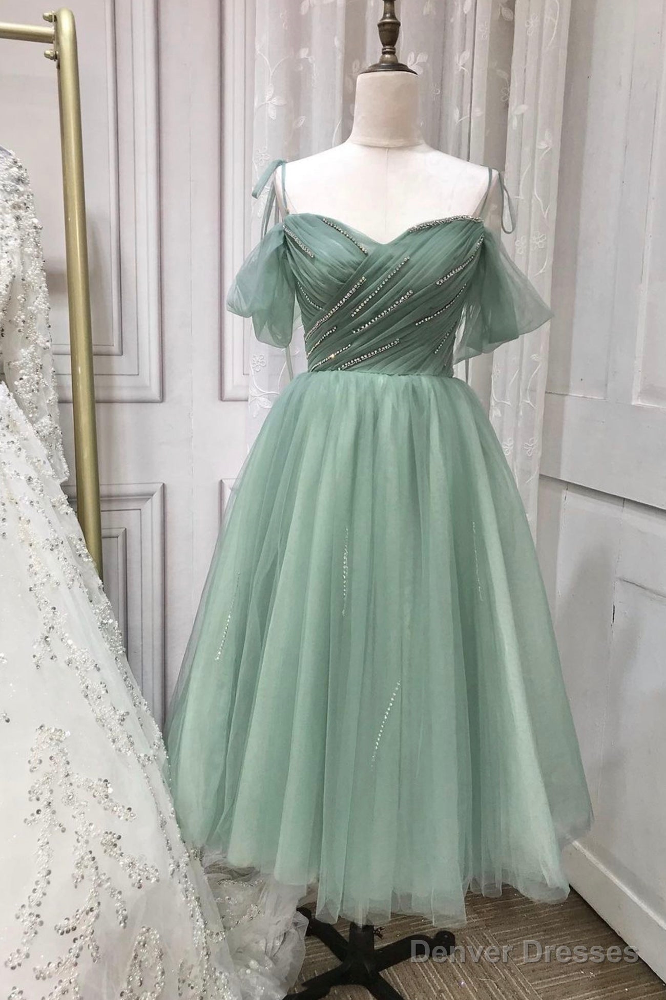 Green Tulle Short A-Line Prom Dress, Cute A-Line Homecoming Party Dress Secondary image