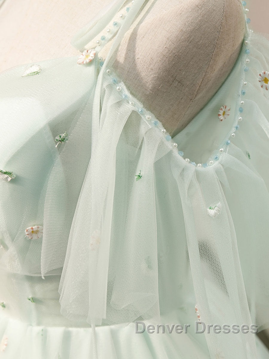 Green tulle short prom Dress, green tulle homecoming Dress