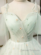 Green tulle short prom Dress, green tulle homecoming Dress