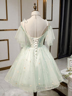 Green tulle short prom Dress, green tulle homecoming Dress
