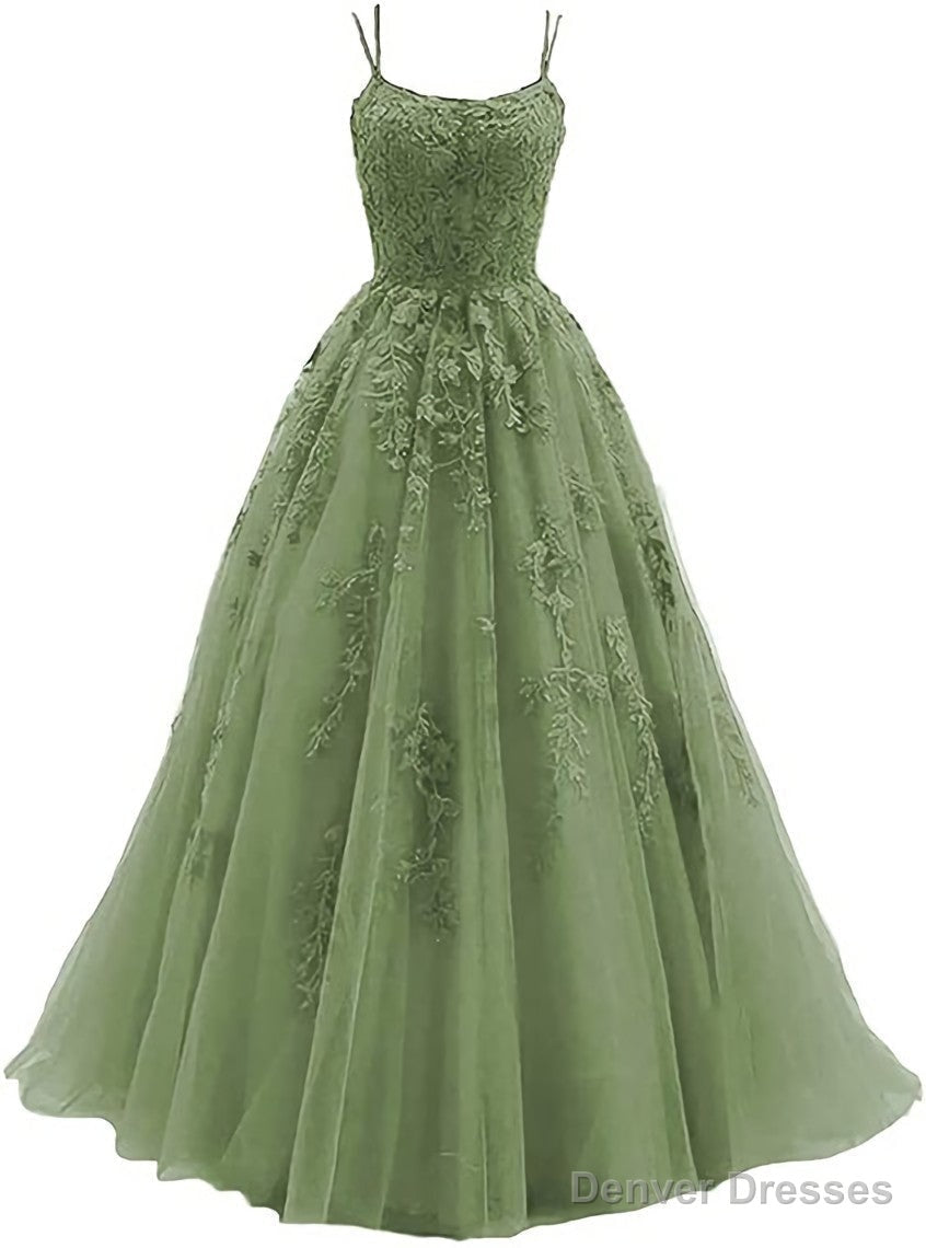 Green Tulle with Lace Applique Formal Gown, Green Evening Prom Dress Secondary image
