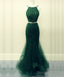Green Two Piece Prom Dress Mermaid Applique Ruffles