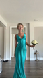 Vintage Satin V-Neck Mermaid Elegant Long Evening Dress Party Dress Prom Dress