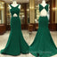 Green V Neck Mermaid Long Prom Dress, Green Evening Dress For Teens