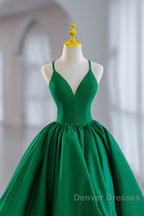 Green V-Neckline Straps Short Party Dress, Green Knee Length Homecoming Dress