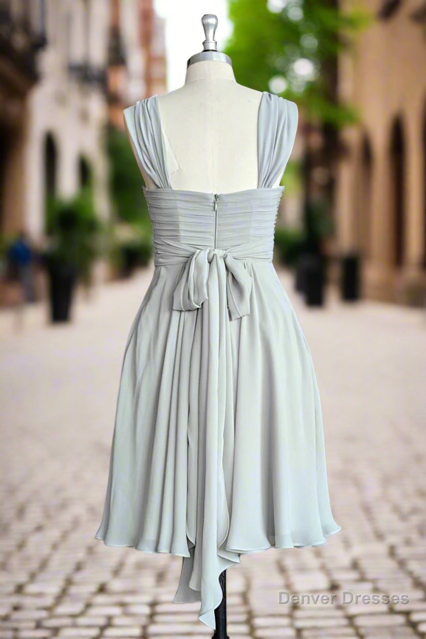 Grey A-Line Pleated Chiffon Bridesmaid Dresses Secondary image