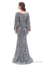 V-Neck Sequins Mermaid Prom Dresses with Sleeves