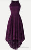 Halter High Low Sleeveless Lace Prom Dress