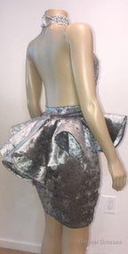 Halter Keyhole Neckline Appliques Short Prom Dresses