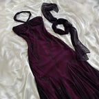 Purple Exquisite Elegant Backless Beaded Long Prom Dress Evening Gown Graduation Dress