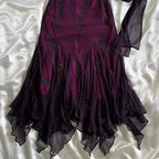 Purple Exquisite Elegant Backless Beaded Long Prom Dress Evening Gown Graduation Dress